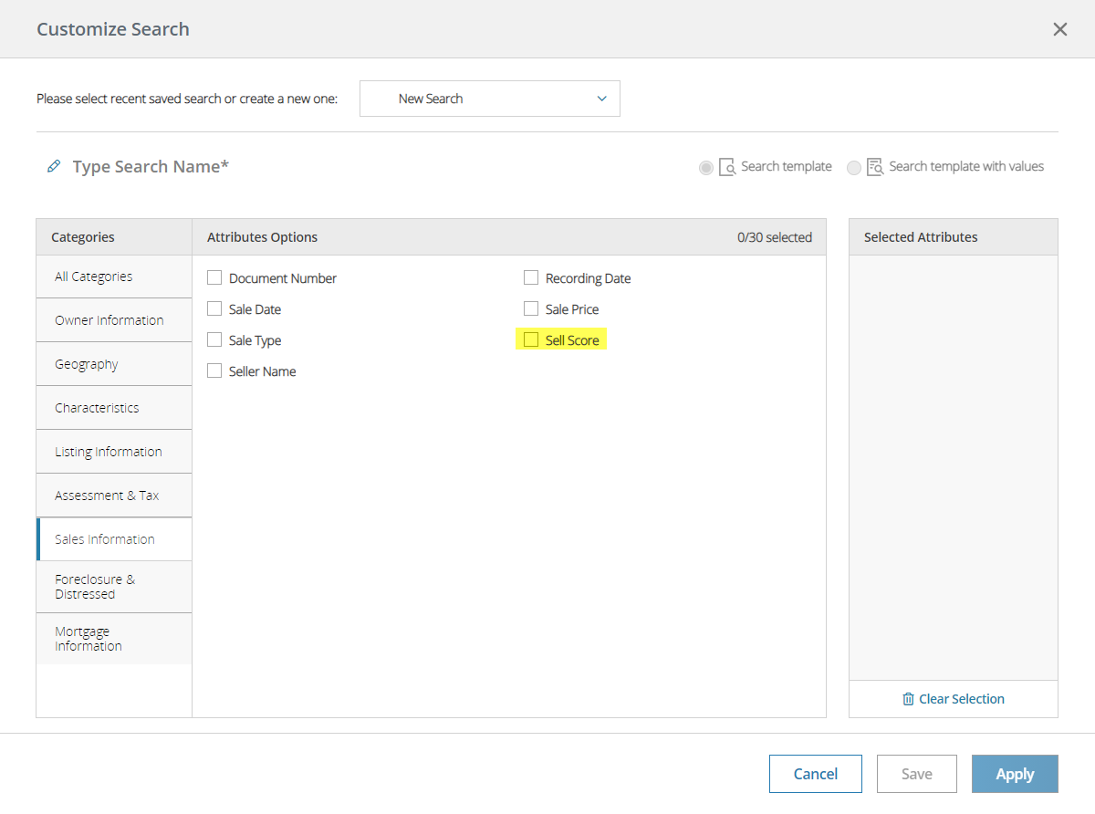 Sell Score Checkbox